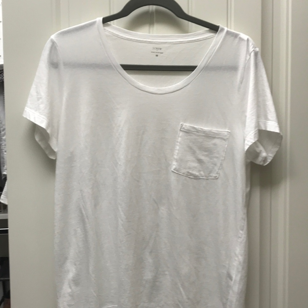 J Crew plain white front pocket t shirt
